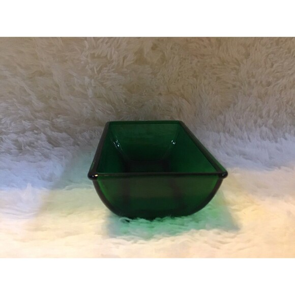 Napco Green Glass Rectangle Bowl Dish Vintage Cleveland Ohio USA - Picture 2 of 9